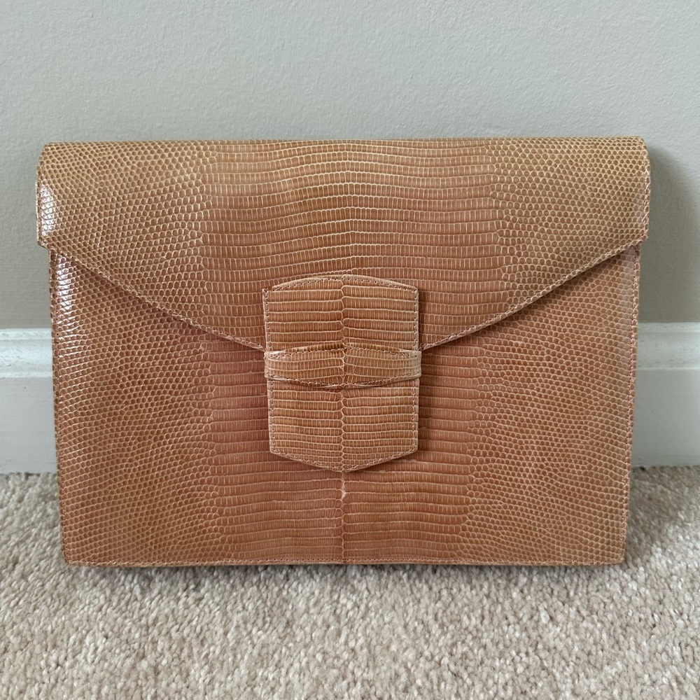 OSCAR DE LA RENTA Snakeskin Envelope Clutch